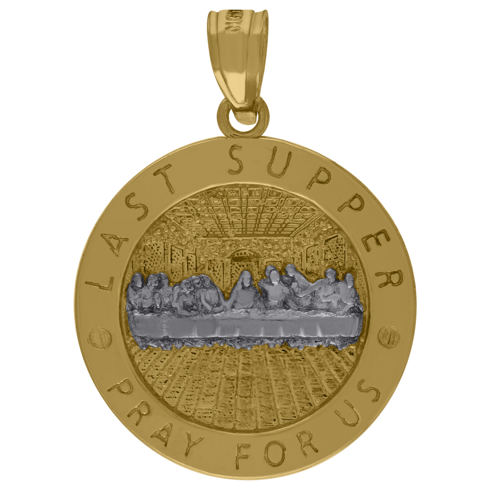 10kt 10k Two-Tone Gold Mens Religious Last Supper Pendant